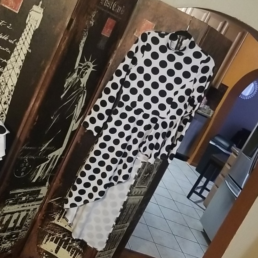 Black and White Polka Dot Asymmetric Top